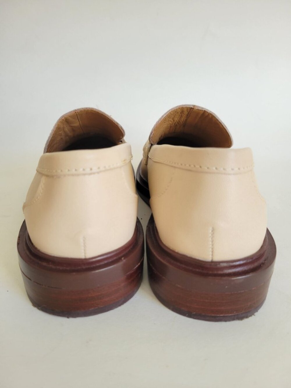 Madewell Women Vernon Ecru Cream Leather Penny loafer size 7 Chunky Preppy - Picture 6 of 8